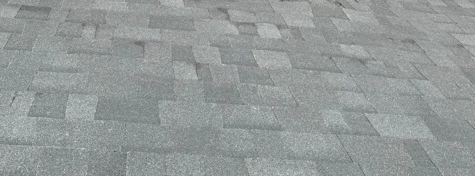 Close-up texture of architectural asphalt shingles.